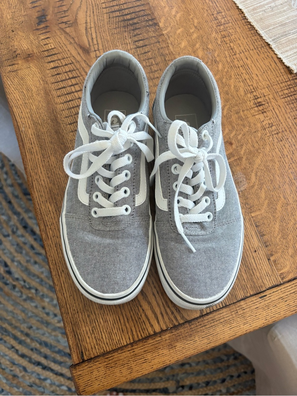 Vans Gray and White Low-Top Canvas Sneakers